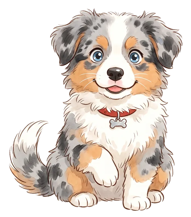 Fluffy Australian shepherd puppy